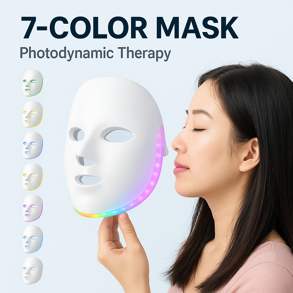 7 Colors Led Facial Mask With Neck Red Light Therapy Mask For Skin Tightening Lifting Anti-aging Bio-Light Beauty Whitening Home
