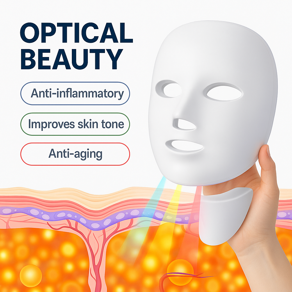 7 Colors Led Facial Mask With Neck Red Light Therapy Mask For Skin Tightening Lifting Anti-aging Bio-Light Beauty Whitening Home