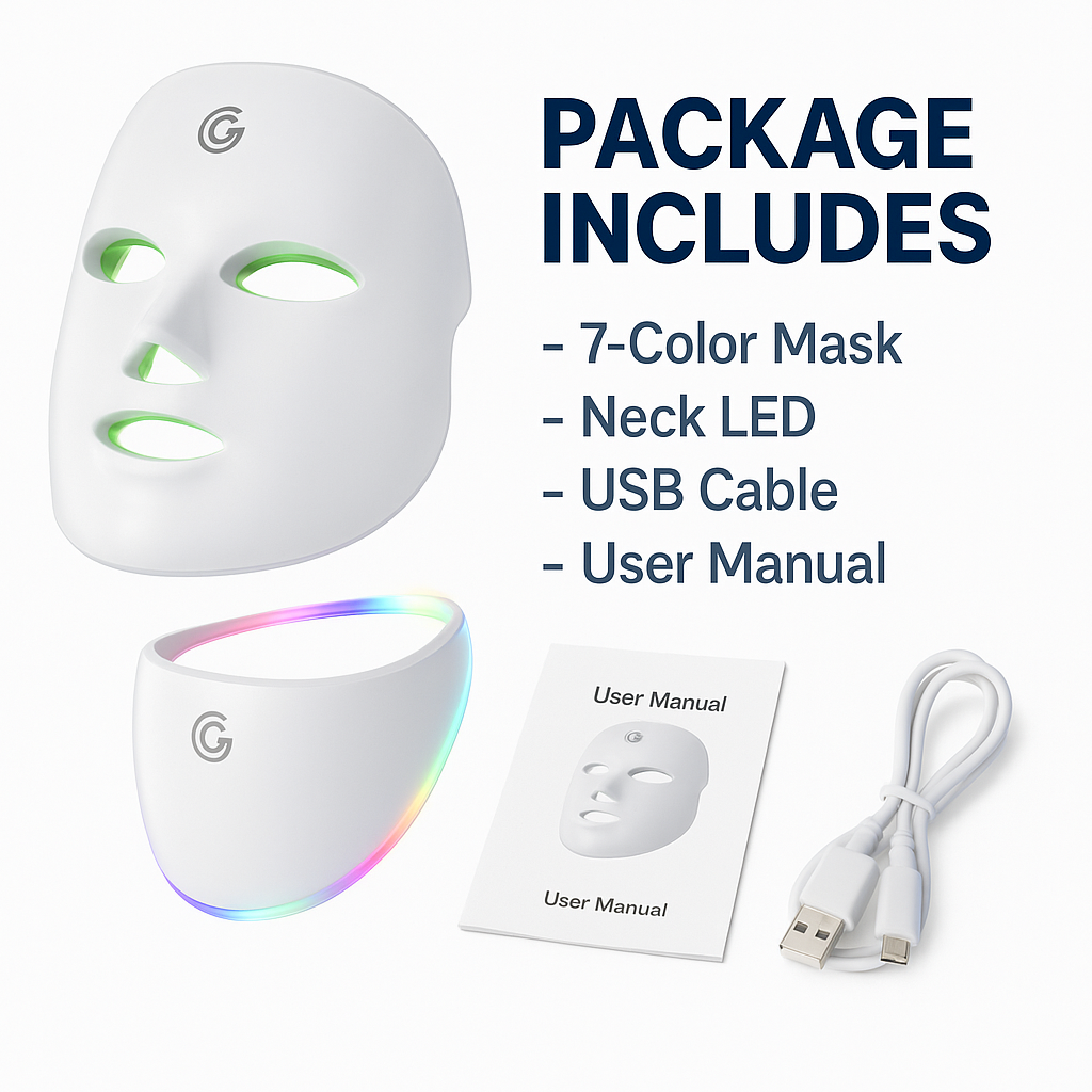 7 Colors Led Facial Mask With Neck Red Light Therapy Mask For Skin Tightening Lifting Anti-aging Bio-Light Beauty Whitening Home